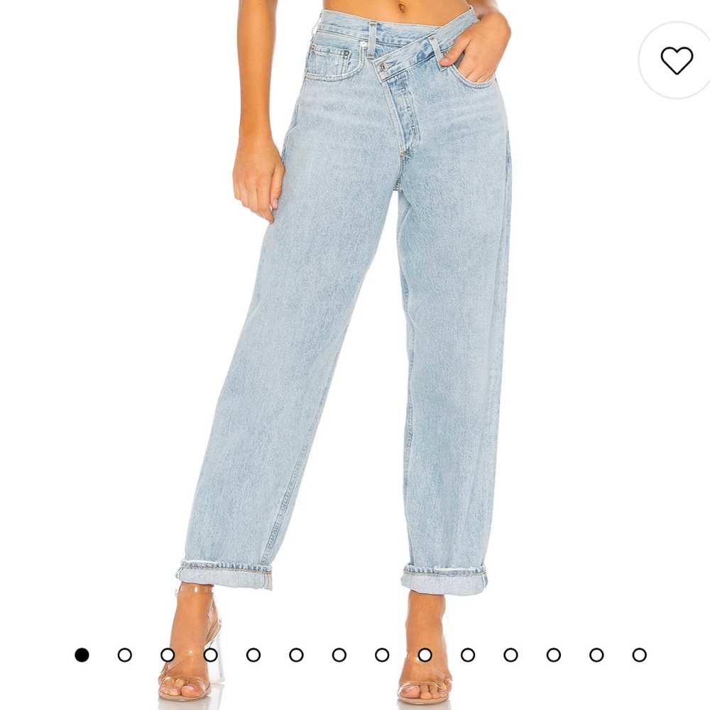 AGOLDE Criss Cross Front Upsized High Rise Light Medium Wash Jeans 22